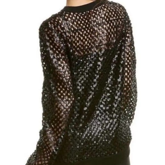 Tory Burch Lansing Sequined Plaid Mesh Sweater - Picture 3 of 13